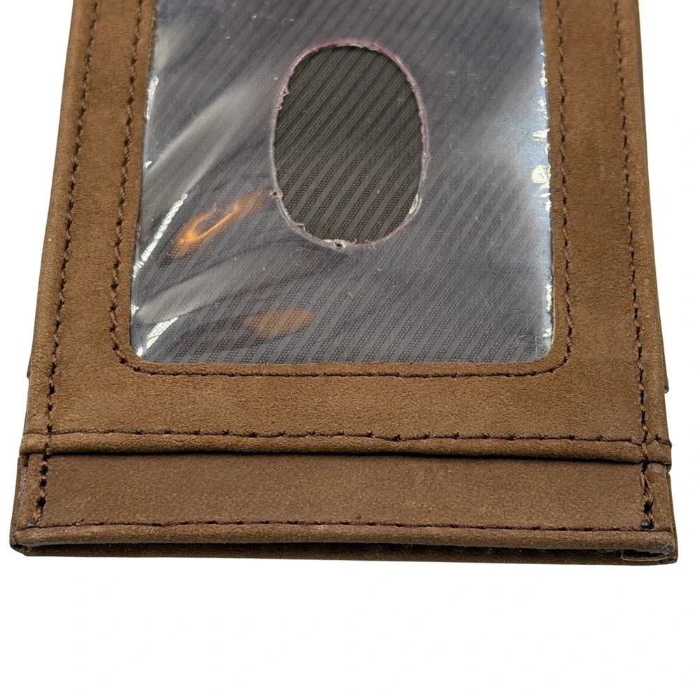 Eagles Wings Purdue Wallet Mens OS Brown Leather Money Clip Front Pocket **NEW**